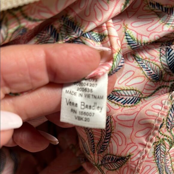 Vera Bradley Tan Straw Crossbody Bag with Pink Parrot Embroidery - Picture 9 of 10